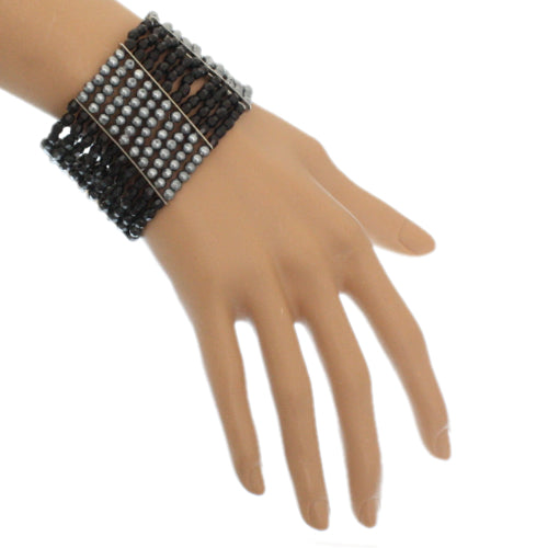 Black Beaded Stretch Bracelet