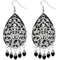 Black Beaded Filigree Dangle Earrings