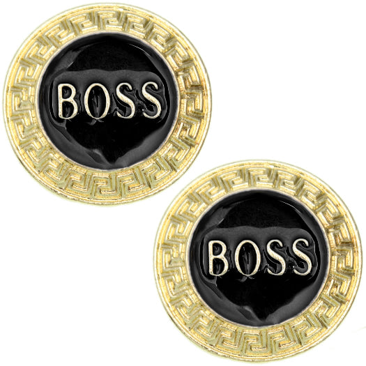 Black Boss Metal Post Earrings