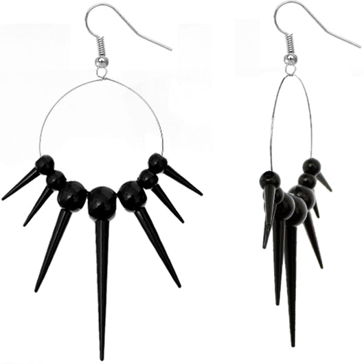 Black Gradual Spiked Hoop Earrings