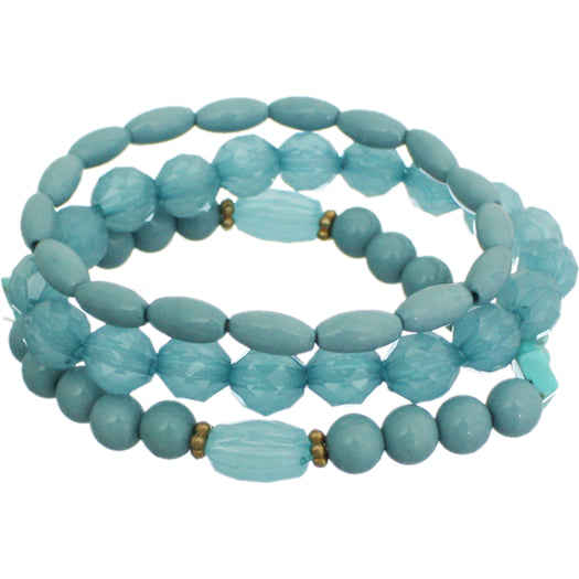 Blue 3-Piece Beaded Stretch Bracelets