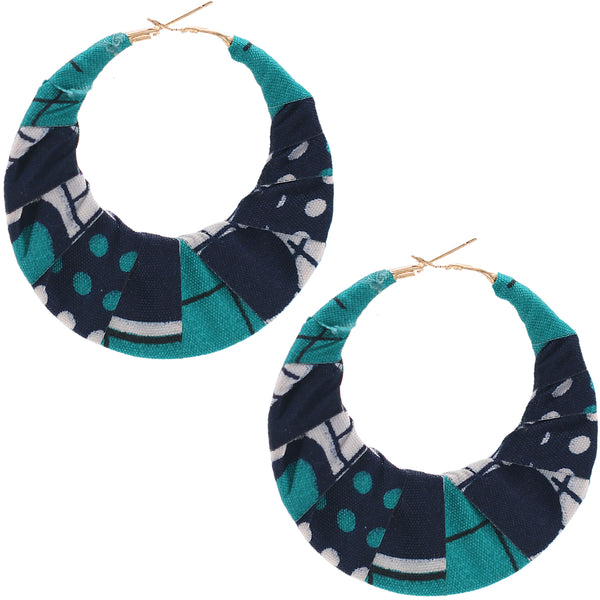 Trendy Unique African Print Fabric Wrapped Multicolor 60mm Hoop Earrings |  eBay