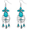 Blue Faceted Floral Filigree Teardrop Earrings