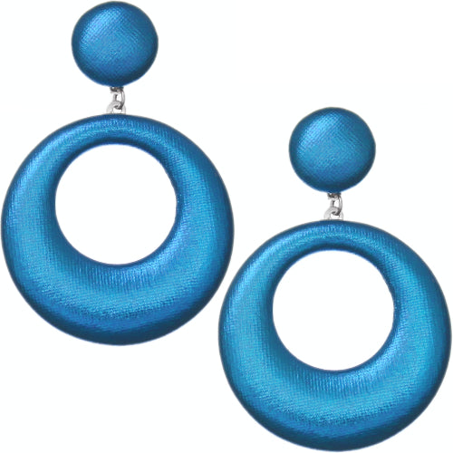 Blue Soft Open Hoop Post Earrings