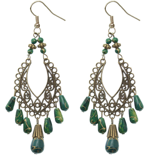 Green Beaded Earrings