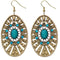 Blue Large Round Studded Dangle Earrings