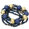 Blue Multi Line Beaded Stretch Bracelet Set