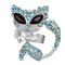 Blue Rhinestone Fox Bow Tie Adjustable Ring