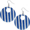 Blue White Striped Keyhole Dangle Earrings