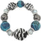 Blue Zebra Striped Beaded Stretch Bracelet