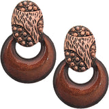 Bronze Studded Open Oval Post Earrings