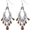 Brown Silver Beaded Earrings