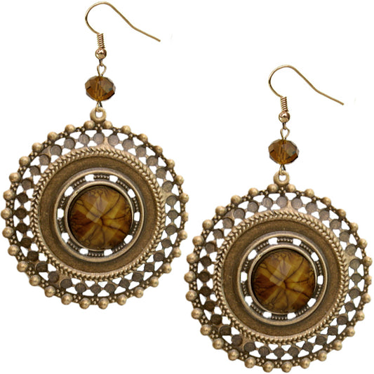 Brown Round Bead Earrings