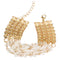 Clear Goldtone Beaded Chain Link Bracelet