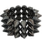 Gray Three Row Cone Spike Stretch Bracelet