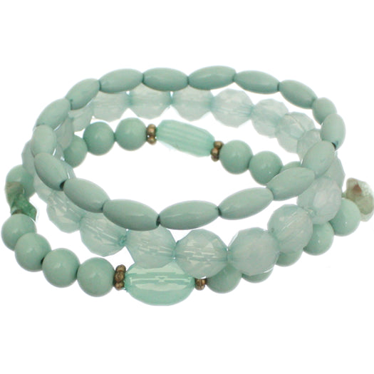 Green 3-Piece Beaded Stretch Bracelets