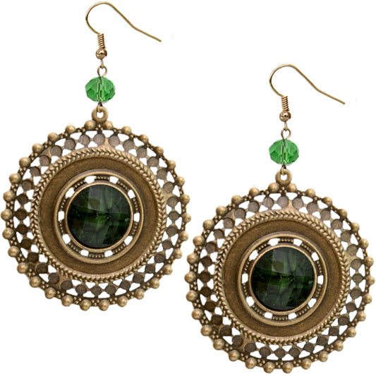 Green Round Bead Earrings