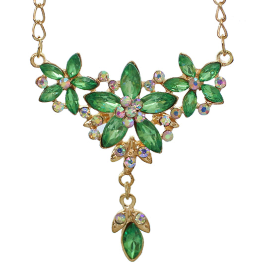 Green Elegant Gemstone Chandelier Chain Necklace