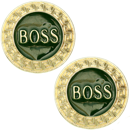 Green Boss Metal Post Earrings