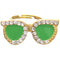 Green Rhinestone Midi Sunglasses Adjustable Ring