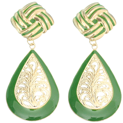 Green filigree earrings