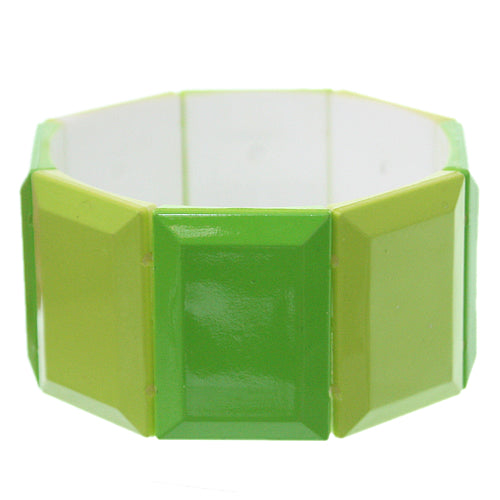 Green Square Two Tone Stretch Bracelet