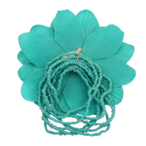 Mint Beaded Stretch Flower Bracelet