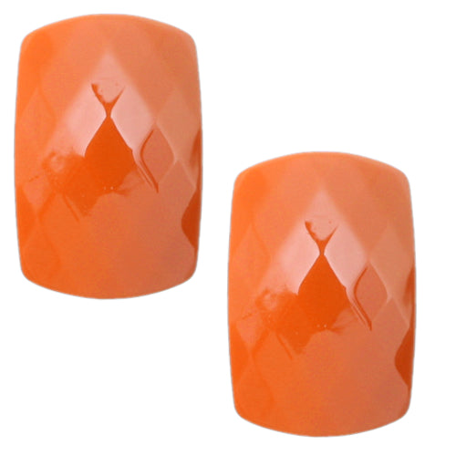 Orange Large Faceted Post Earrings