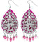 Pink Beaded Filigree Dangle Earrings