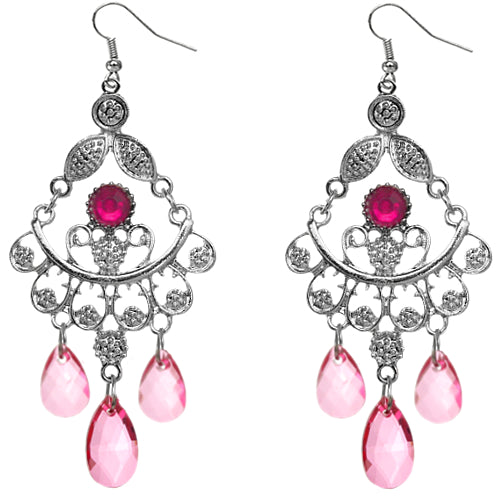 Pink beaded fashion earrings