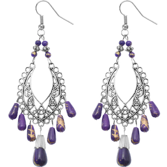 Purple Beaded Earrings