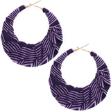 Purple Fabric Wrapped Hoop Earrings