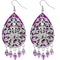 Purple Beaded Filigree Dangle Earrings