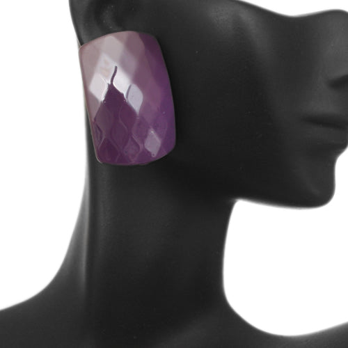 Purple Large Faceted Post Earrings