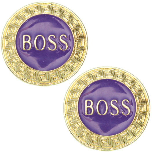 Purple Boss Metal Post Earrings