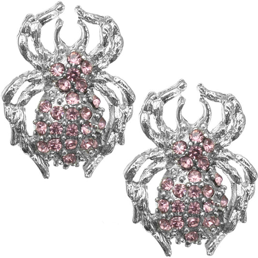 Purple Spider Rhinestone Post Earrings