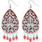 Red Beaded Filigree Dangle Earrings