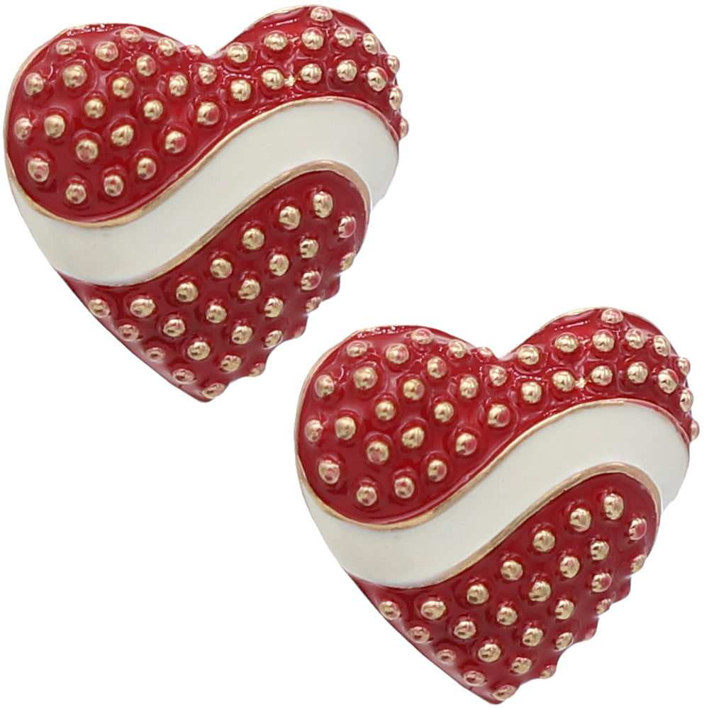 Red Heart Shaped Stud Earrings