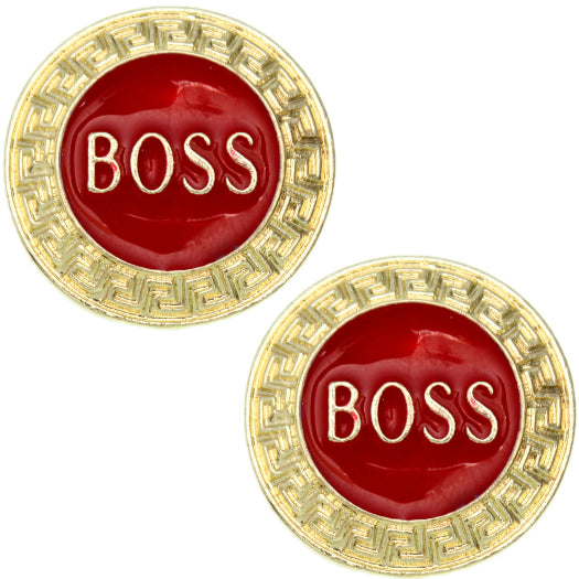 Red Boss Metal Post Earrings