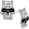 Silver Rhinestone Dark Eyes Skull Earrings