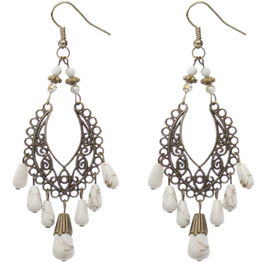 white beaded earrings