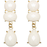 White Elegant Faceted Teardrop Post Earrings