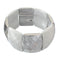 White Two Tone Square Stretch Bracelet