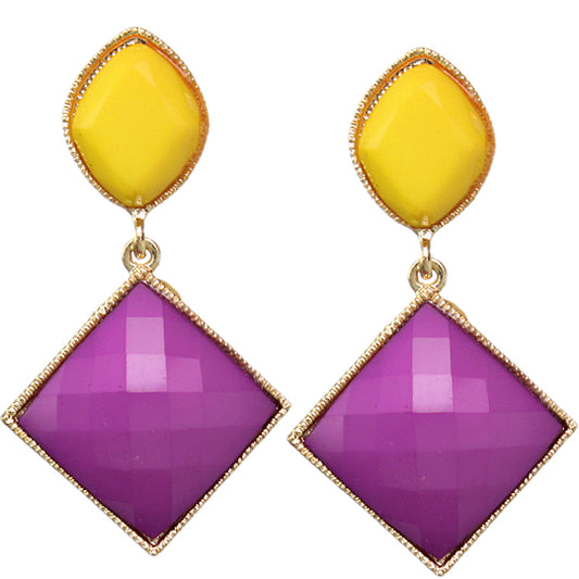 Purple Yellow Drop Earrings